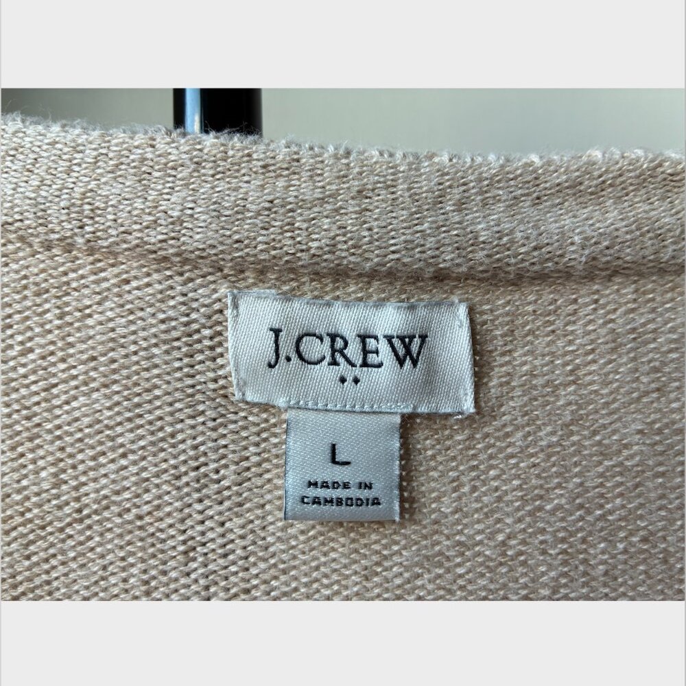 J. Crew Cream/Tan Cotton-Blend Cardigan Sweater Lady Jacket w/ Gold Buttons - L - Picture 6 of 12